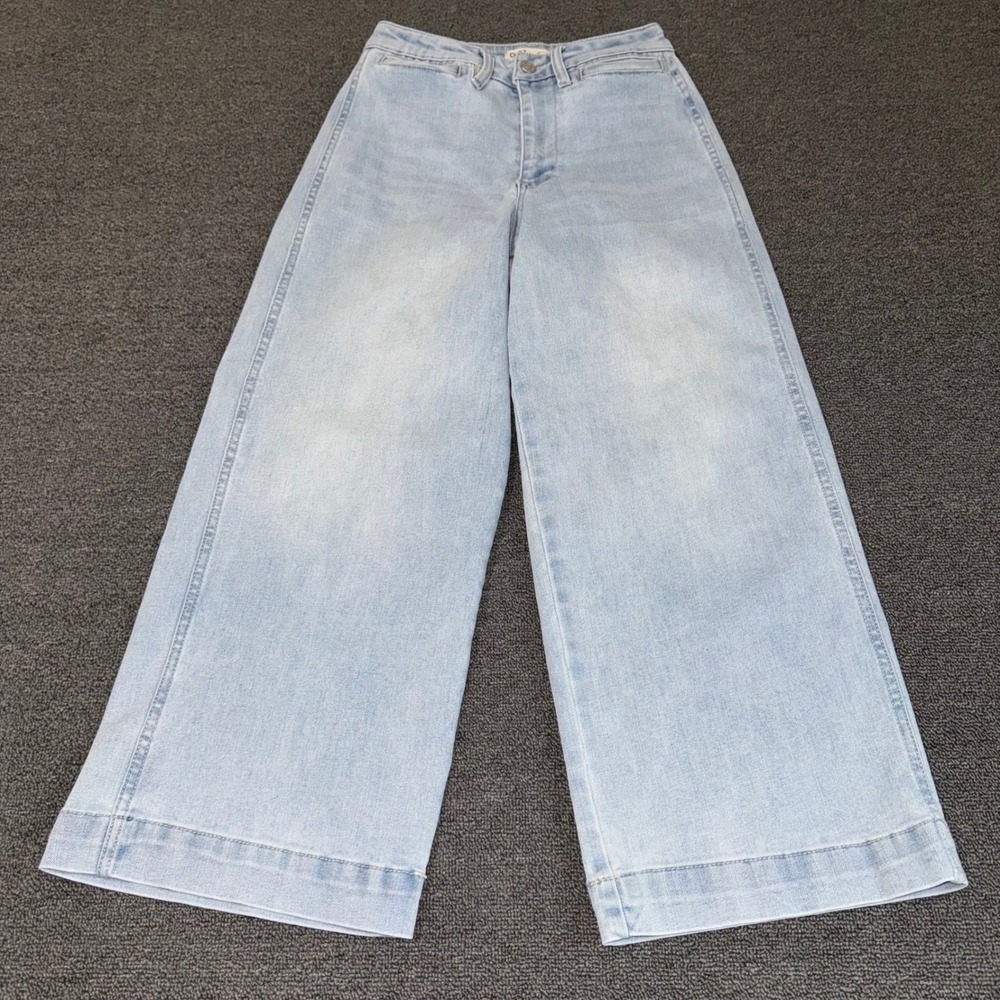OAT New York Light Wash Cropped Wide Leg High Rise Jeans Womens Size 0/25 Casual